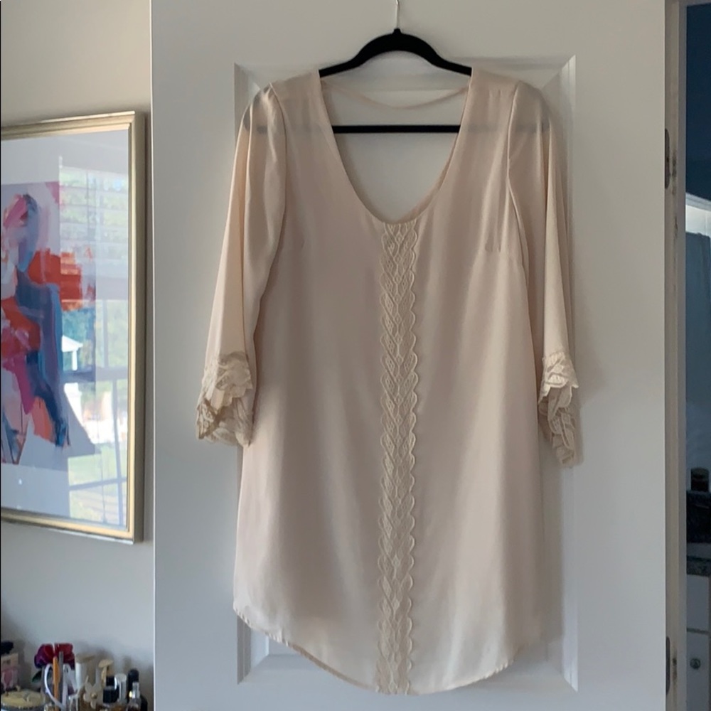 Slip dress with crochet detail front and sleeves